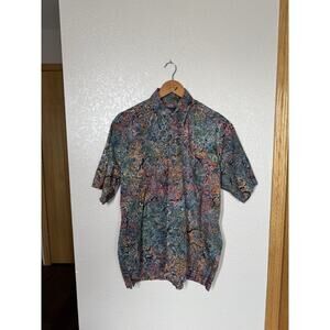Pete Huntington Reserve Men’s Batik Camp Shirt Medium Colorburst Floral Tropical